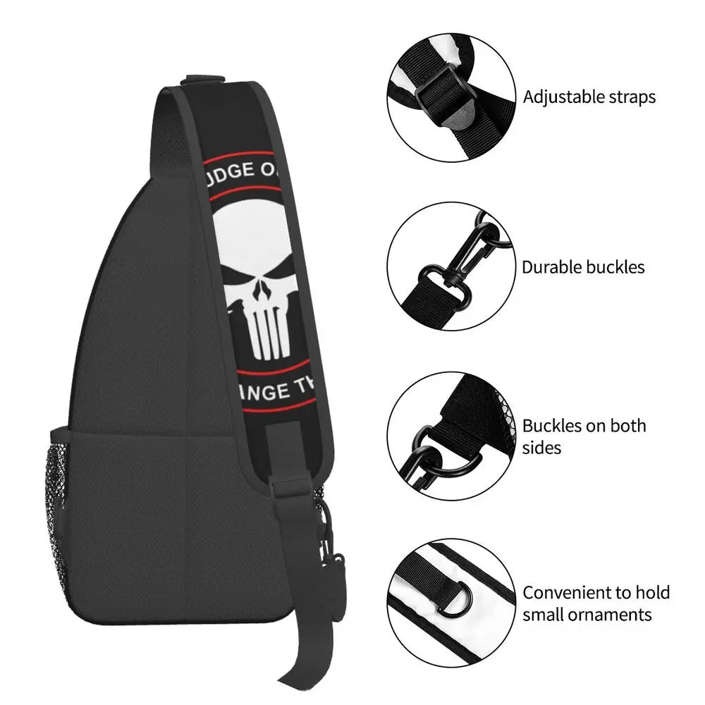 Vintage Skeleton Punishers Skull Crossbody Sling Backpack Men Custom Chest Shoulder Bag for Cycling Camping Daypack