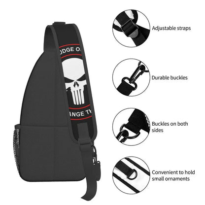 Vintage Skeleton Punishers Skull Crossbody Sling Backpack Men Custom Chest Shoulder Bag for Cycling Camping Daypack