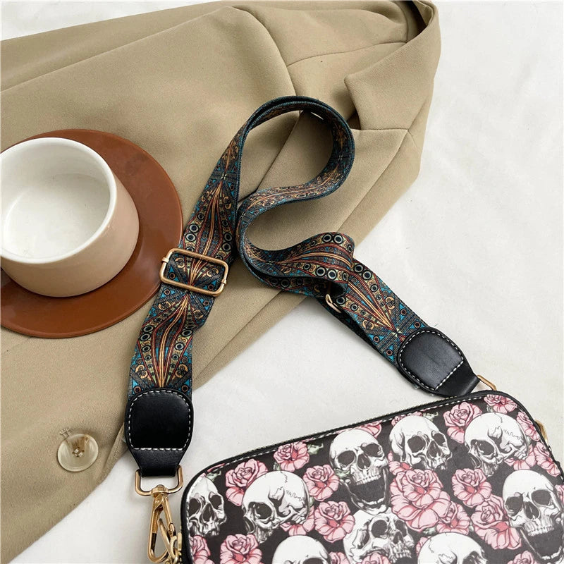 Skull Jack Print Crossbody Bag Wind Lady Shoulder Bag Casual Fashion Phone Purse Mini Bag Female PU Leather Satchel Handbag