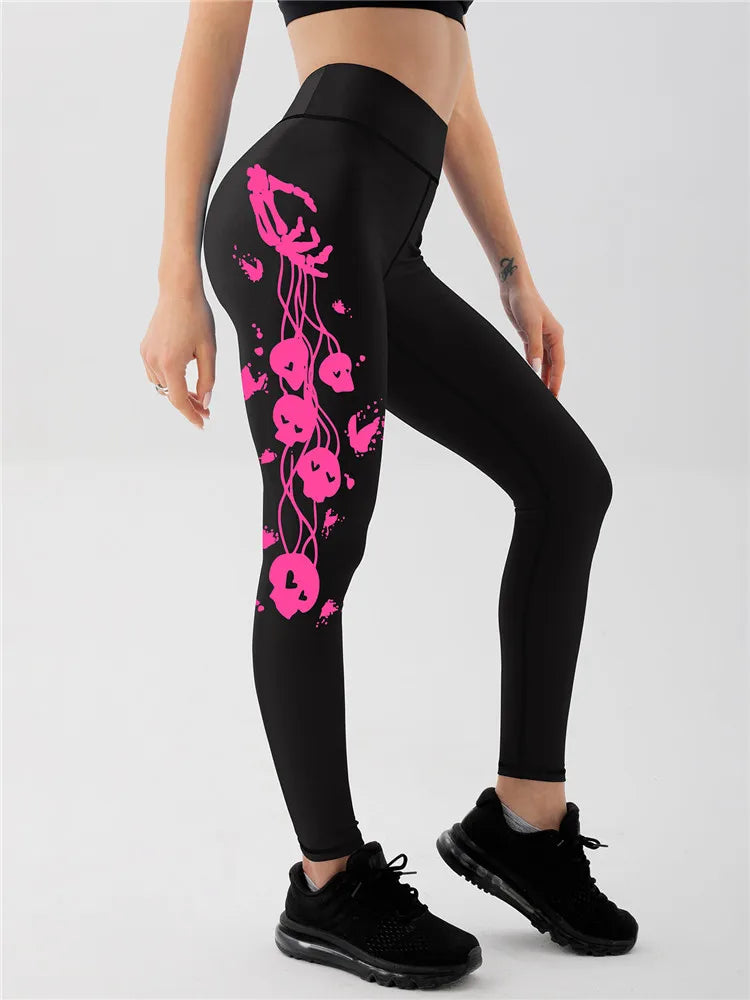 New Yoga Pants Tight Sports Women's Underpants Personalized Skull Printed Elastic Pants