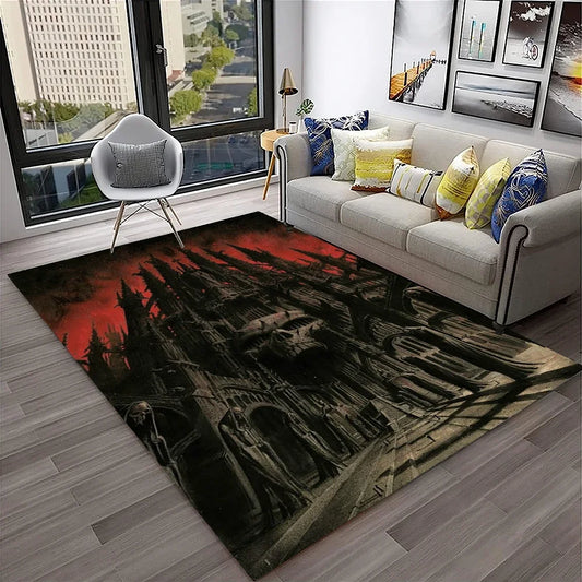 3D Gothic Horror Skull Ghost Cartoon Carpet Rug for Home Living Room Bedroom Sofa Doormat Decor,kids Area Rug Non-slip Floor Mat