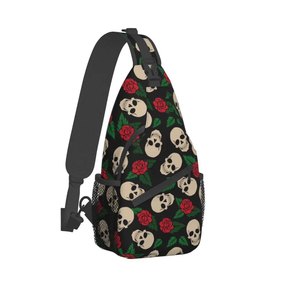 Horror Skeleton Gothic Death Skull Crossbody Sling Backpack Men Custom Shoulder Chest Bag for Traveling Daypack