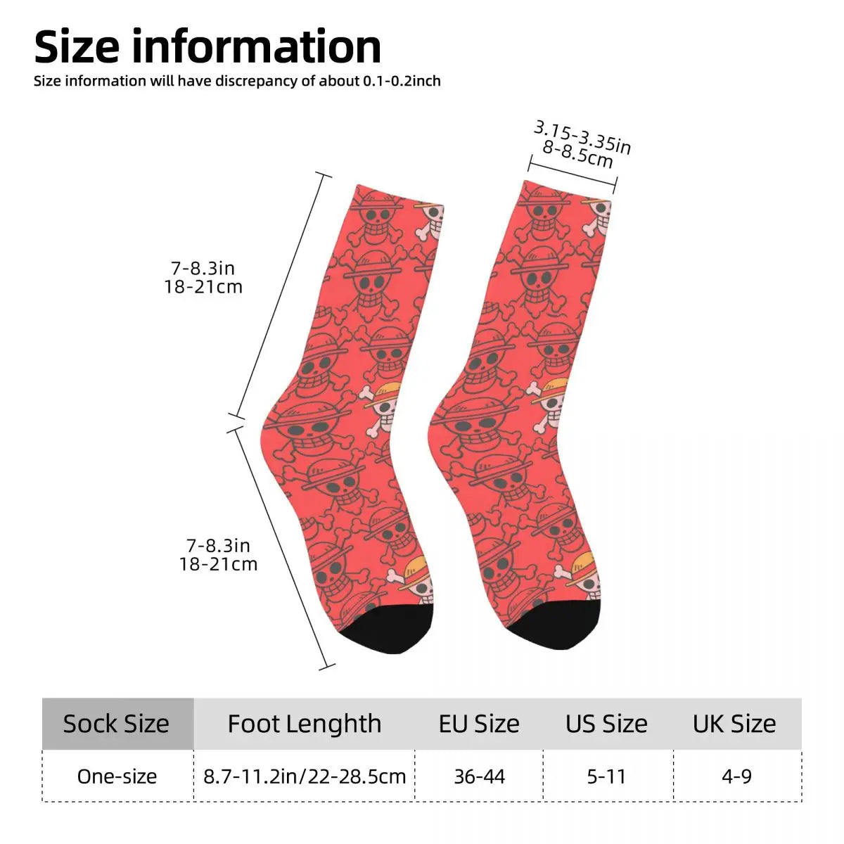 Men Socks Skull Japanese Anime Stockings Autumn Vintage Soft Breathable Socks Printed Outdoor Sports Anti-Slip Socks