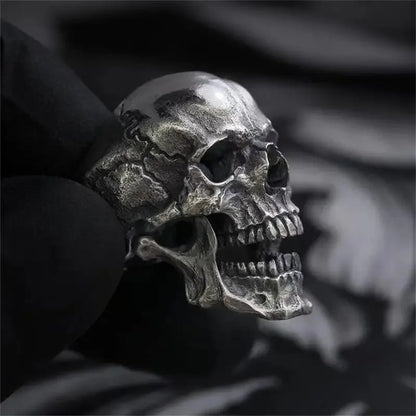 Gothic Punk Exaggeration Demon Skull Rings Cool Men's 316L Stainless Steel Skull Biker Ring Hiphop Motorcycle Jewelry Gift