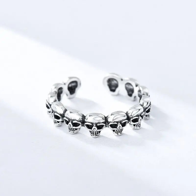 New in 925 Sterling Silver Skull Adjustable Rings For Women Vintage Wedding Jewelry   Dropshipping