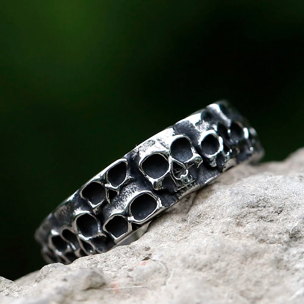 Men's 316L stainless-steel rings Simple skull biker RING for teenfashion Jewelry Gifts free shipping