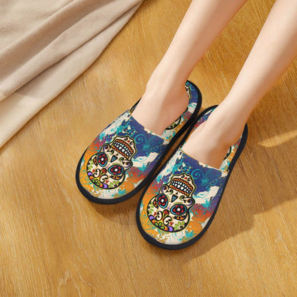 Halloween Catrina Sugar Skull House Slippers Soft Memory Foam Shoes Day Of The Dead Mexican Lady Comfy Warm Anti-Skid Slipper