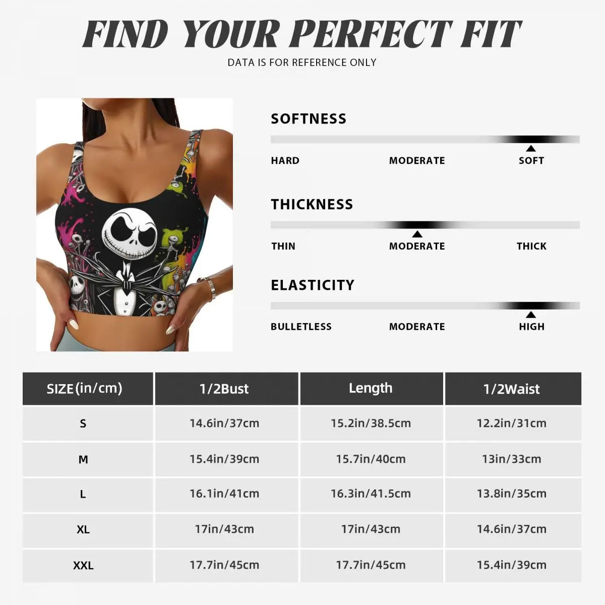 Custom Jack Skelington Workout Crop Tank Tops for Women The Nightmare Before Christmas Running Sports Bras