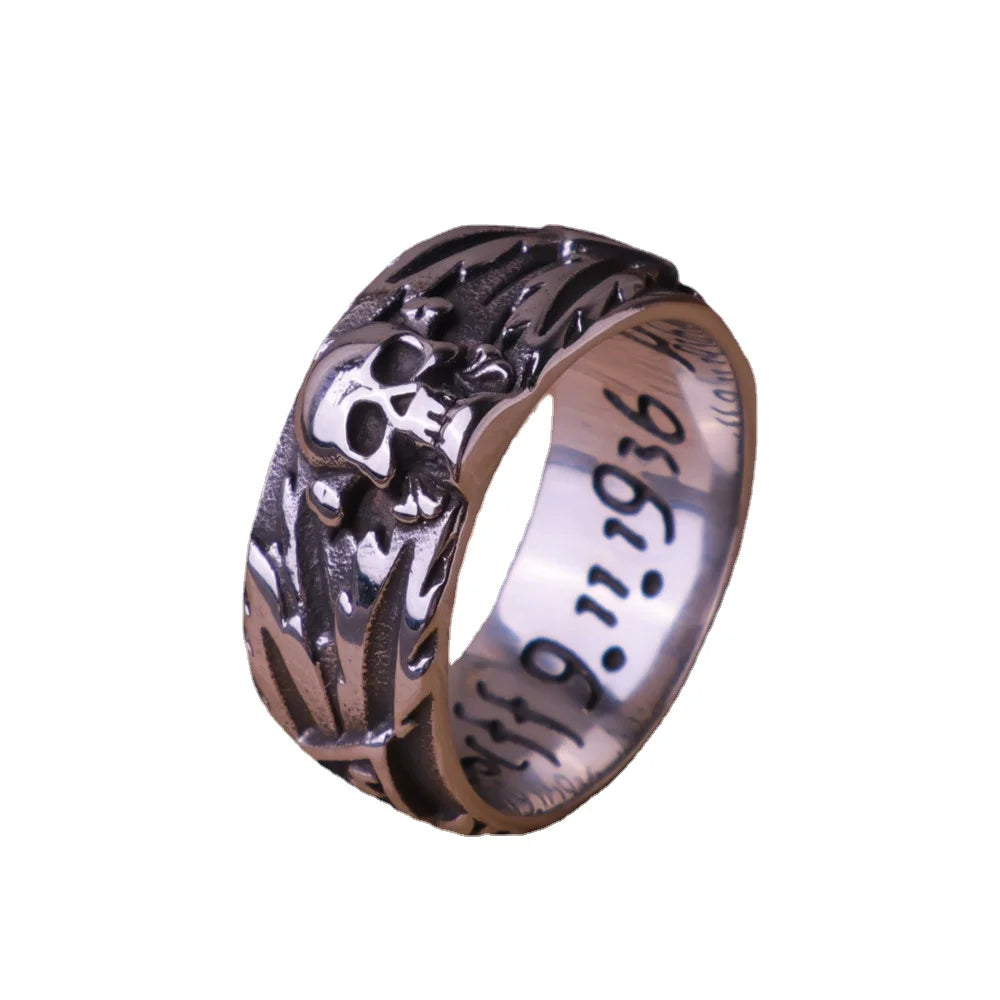 Fashion Gothic Skull Rings Unique Punk Hip Hop Charm 316L Stainless Steel Ring Halloween Jewelry Gift Wholesale