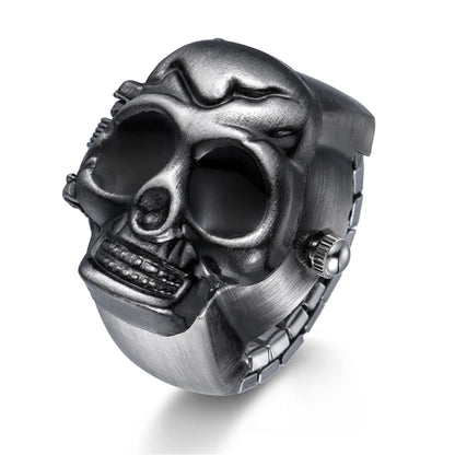 BONISKISS Men's Punk Skull Ring Watch Adjustable Biker Ring Digital Scale Trendy Ring Watch Motorcycle jewellery