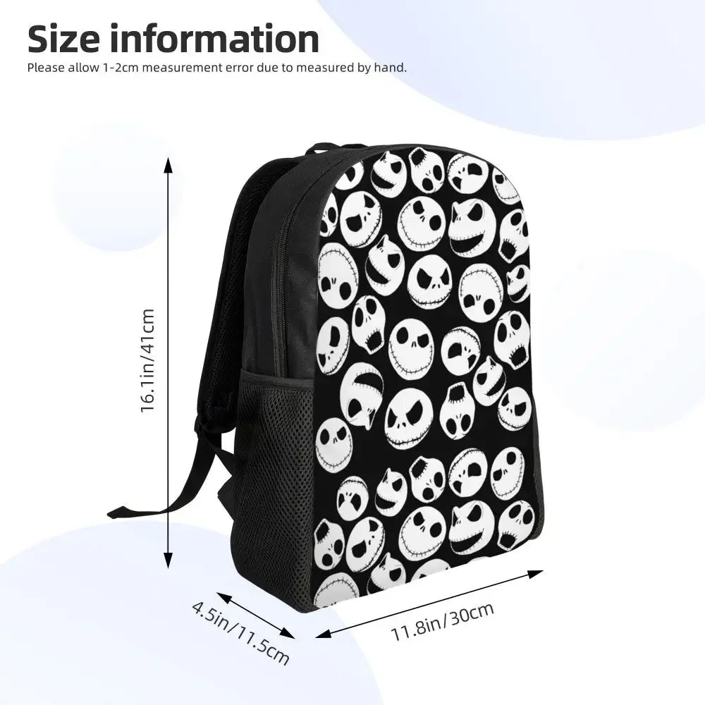 Custom Nightmare Before Christmas Backpacks for Men Women School College Student Bookbag Skellington Halloween Skull Bags