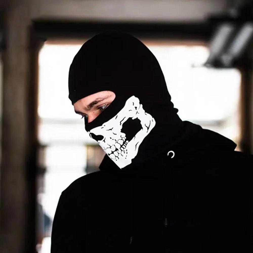 Halloween Skull Print Balaclava Cosplay Costume Ghost Full Face Bike Face Mask Outdoor Motorcycle Riding  Men Hat  Ski Caps