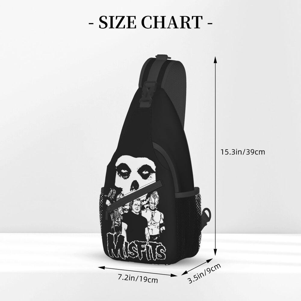 Misfits Skull Sling Crossbody Chest Bag Men Fashion Horror Punk Rock Music Shoulder Backpack for Travel Cycling