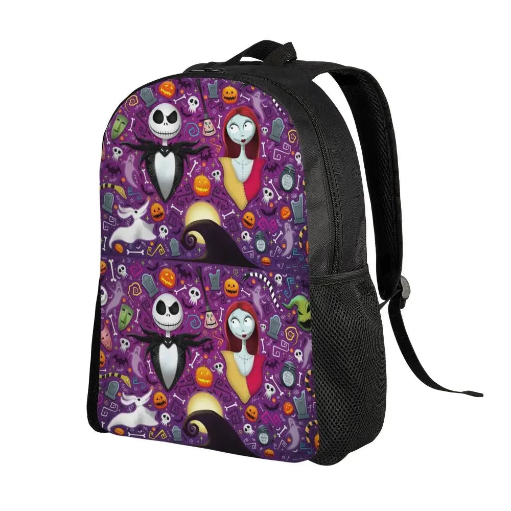 Custom Nightmare Before Christmas Backpacks for Men Women School College Student Bookbag Skellington Halloween Skull Bags