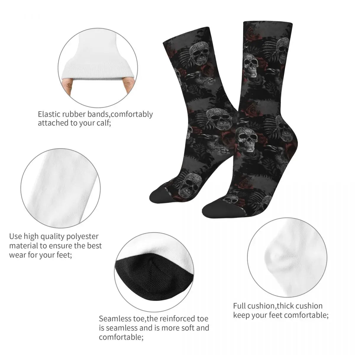 Skull Flowers Socks Gym 3D Print Boy Girls Mid-calf Sock