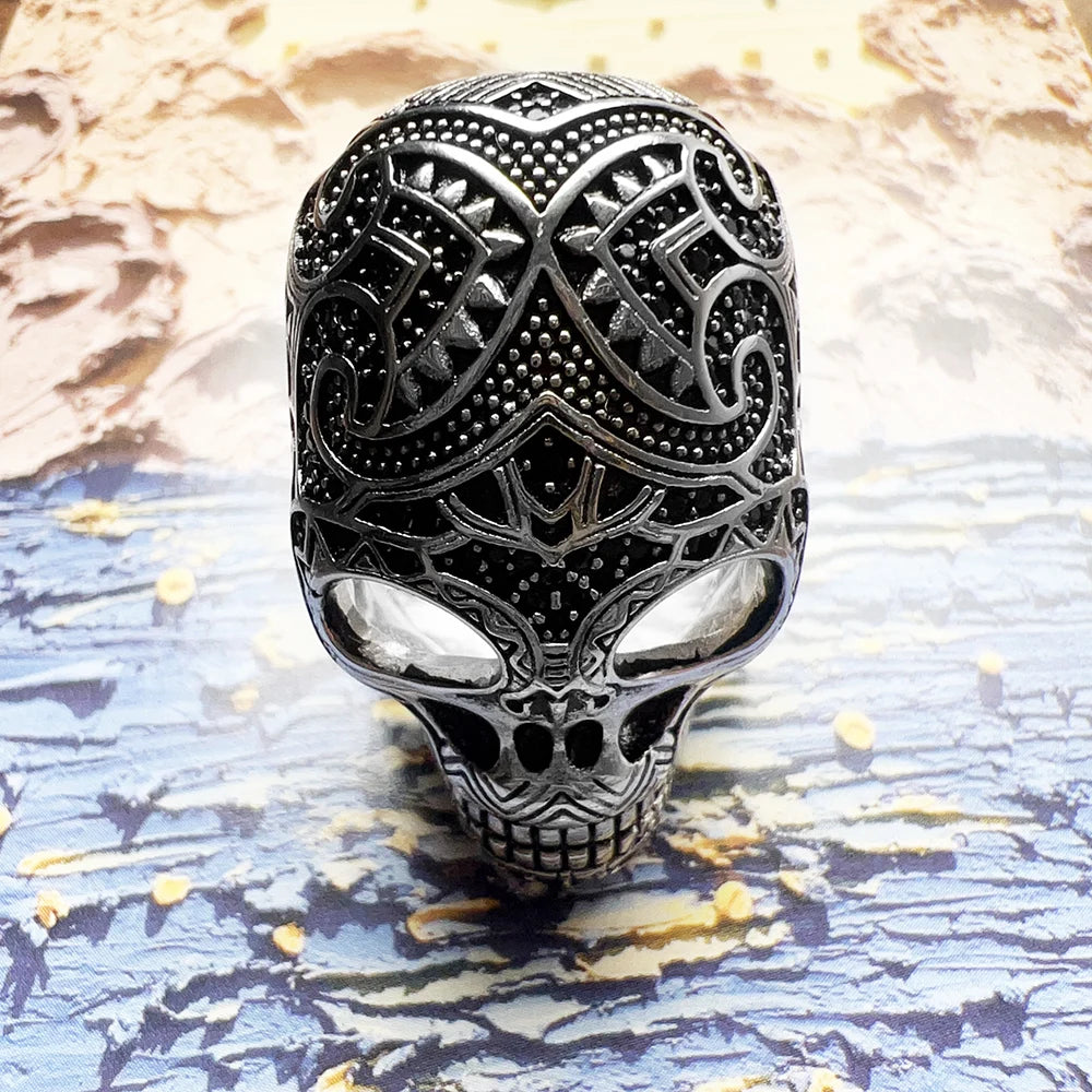 Maori Skull Ring Fine Jewerly For Women Autumn Brand New Ethnic Gift In 925 Sterling Silver