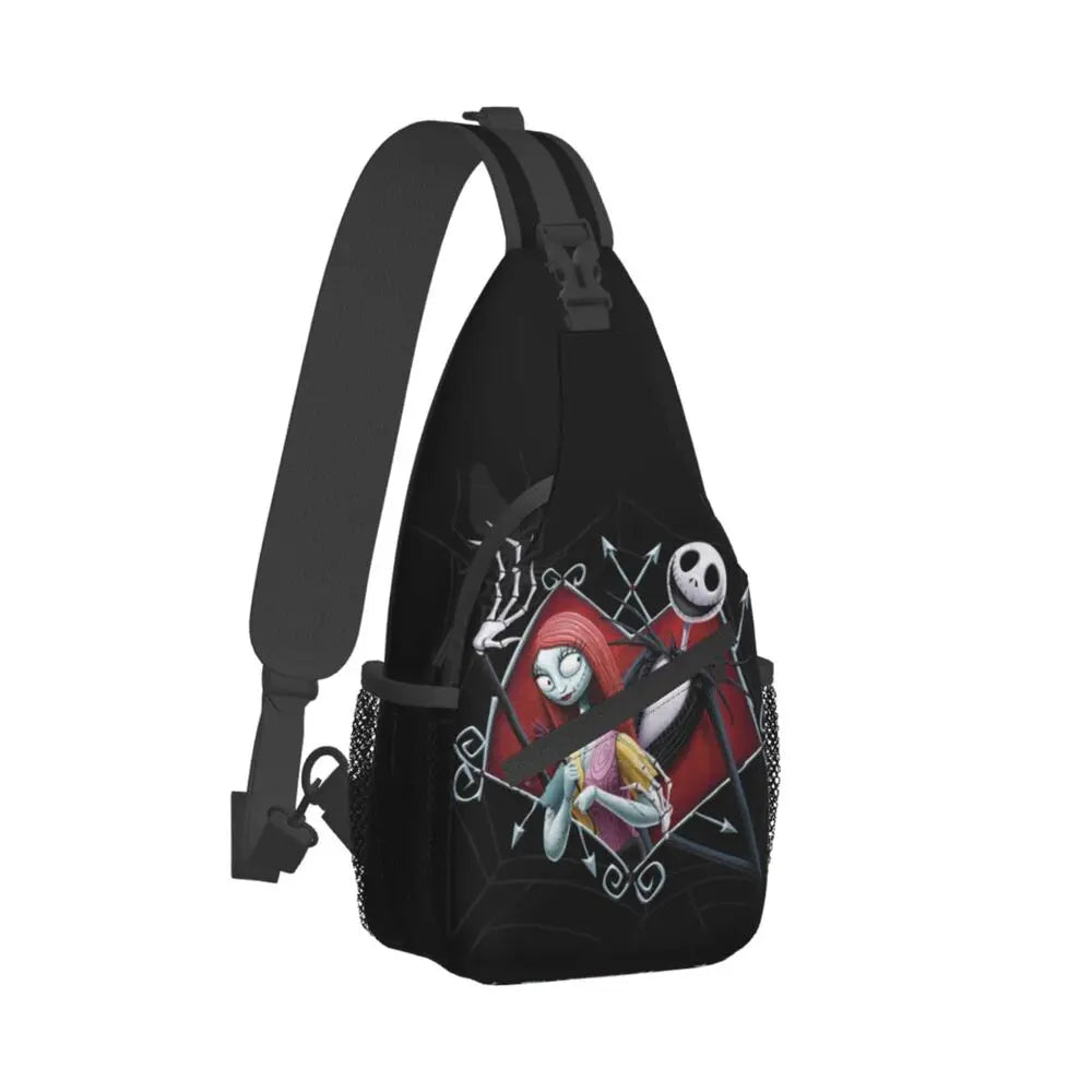 Custom Halloween Skull Jack Sling Crossbody Backpack Men Tim Burton Christmas Horror Movie Shoulder Chest Bag for Hiking