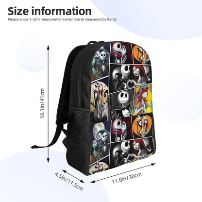 Custom Nightmare Before Christmas Backpacks for Men Women School College Student Bookbag Skellington Halloween Skull Bags