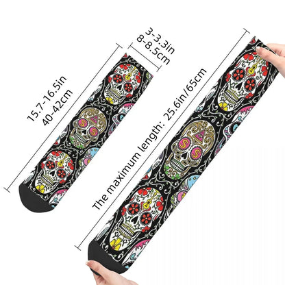 Funny Happy Men's Socks Mexican Skull Vintage Harajuku Skeleton Skull Bone Hip Hop Seamless Crew Crazy Sock Gift Pattern Printed