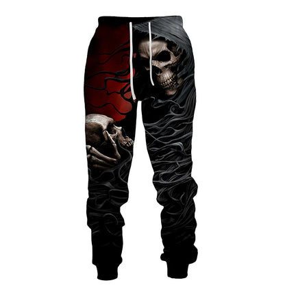 New Men's Long Pants Outdoor Sportwear Terror Skull Poker Punk Style Printed Casual Joggers Fitness Trousers Fashion Sweatpants