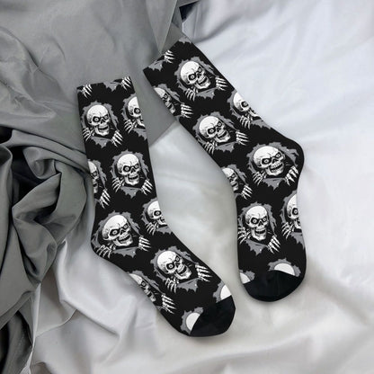 Novelty Mens Funny Jokers Skull Gun Dress Socks Unisex Comfortable Warm 3D Printed Gothic Skeleton Crew Socks