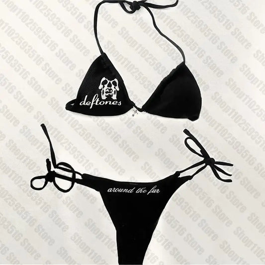 Sexy Women skeleton Y2k Graphic Swimwear Bikini Set Bra Tie Side G-String Thong Beach e Suit Swimsuit Bathing Suit Swimming Suit