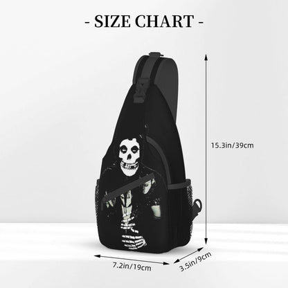 Misfits Skull Sling Crossbody Chest Bag Men Fashion Horror Punk Rock Music Shoulder Backpack for Travel Cycling