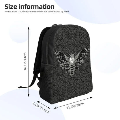 Skulls And Roses Backpack for Women Men School College Students Bookbag Fits 15 Inch Laptop Gothic Moth Bags