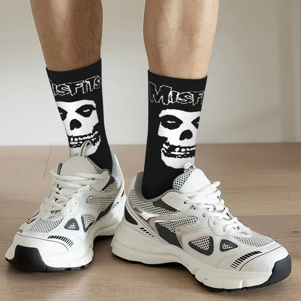 Misfits Skull Funny Socks for Men Women Male Unisex Crazy Street Style Printed Happy Crew Sock with Print Summer