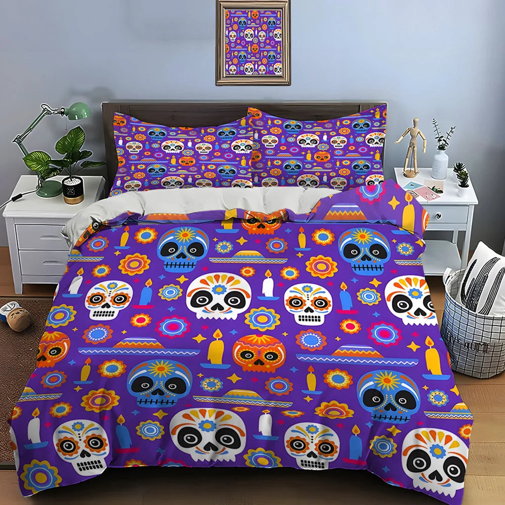 Mexican Style Skull Guitar Print Bedding Set Duvet Cover 1 Duvet Cover 2 Pillowcases Adult and Kids Bedding Set Luxury Gifts