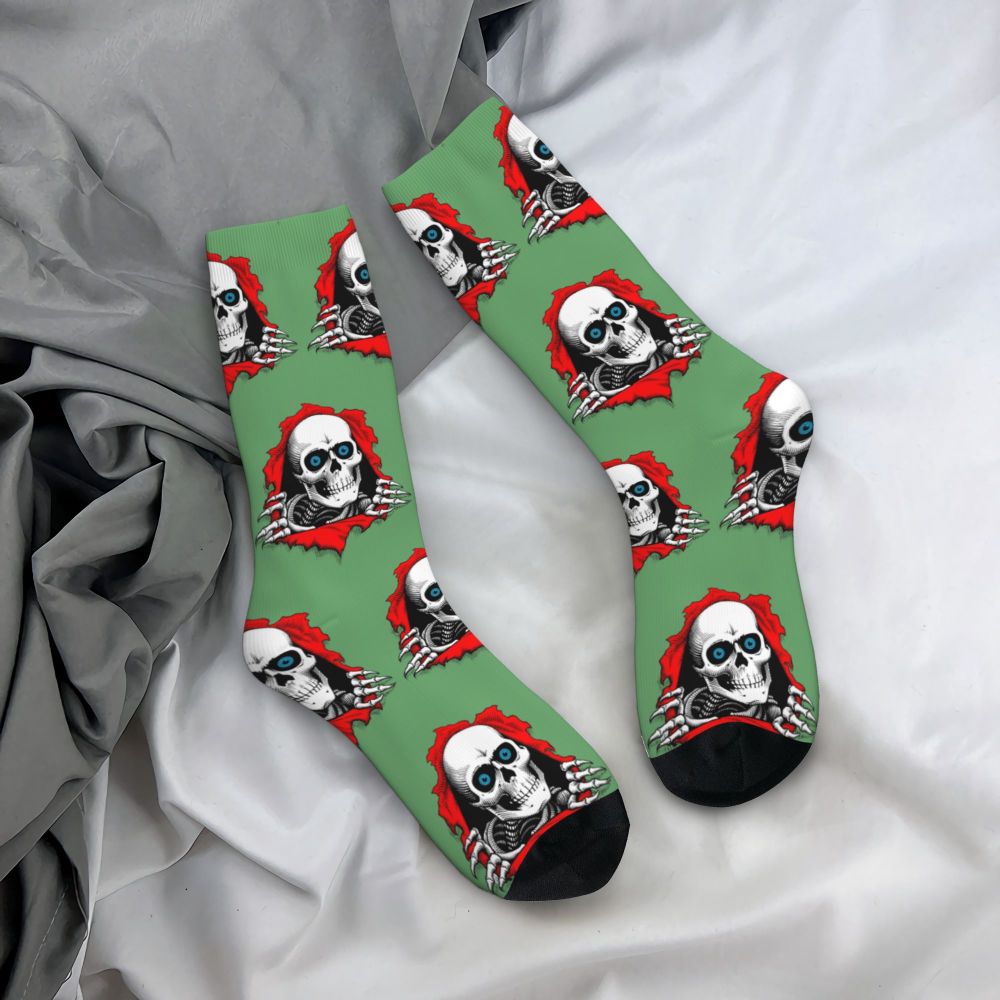 Novelty Mens Funny Jokers Skull Gun Dress Socks Unisex Comfortable Warm 3D Printed Gothic Skeleton Crew Socks