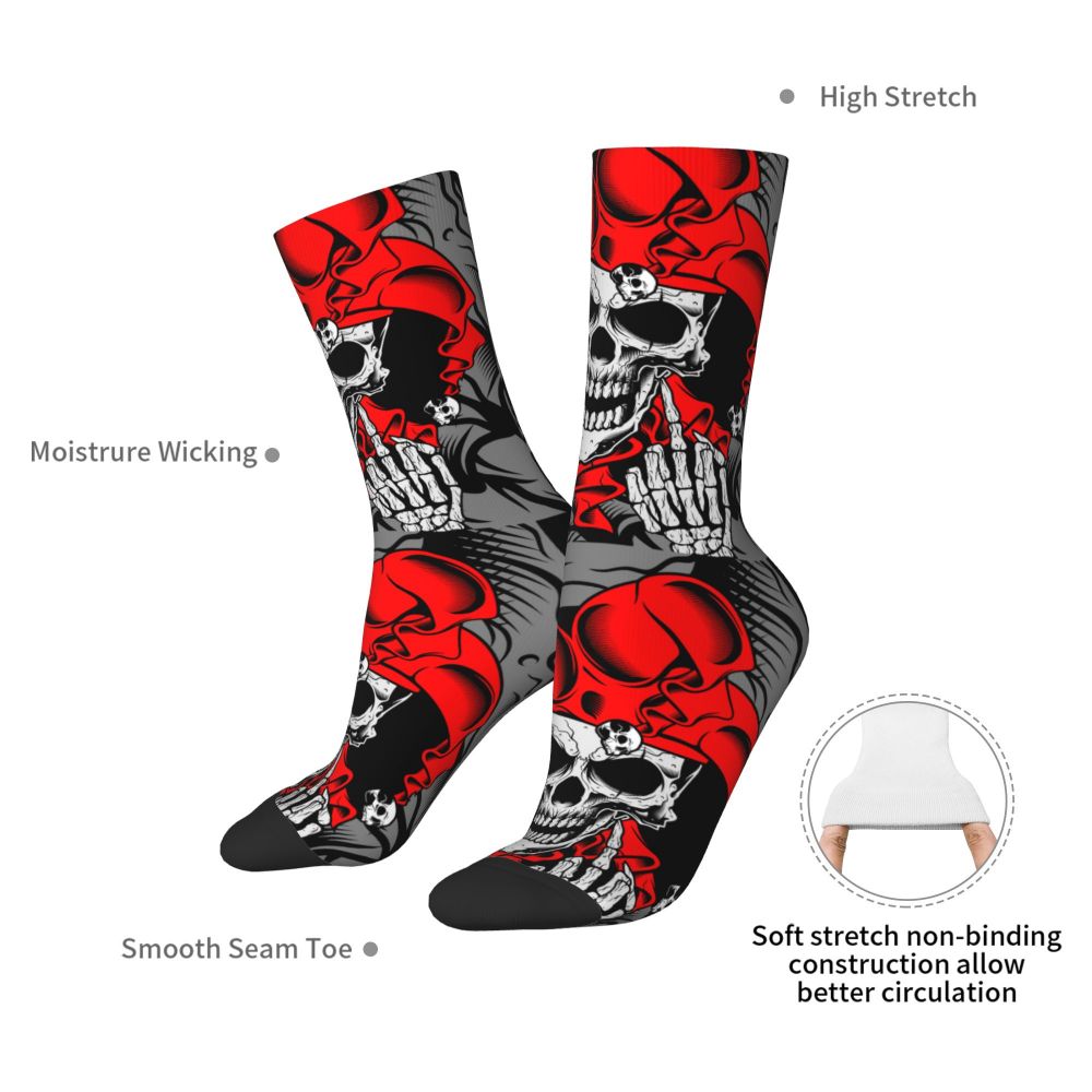 Novelty Mens Funny Jokers Skull Gun Dress Socks Unisex Comfortable Warm 3D Printed Gothic Skeleton Crew Socks