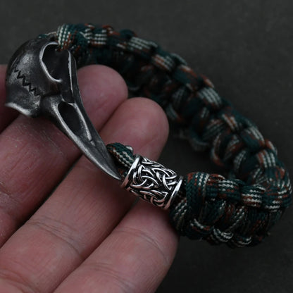 Odin Raven Skull Bracelet Mens Slavic Paracord Rope Bracelet Punk Biker Rock Party Accessories Nordic rune Jewelry