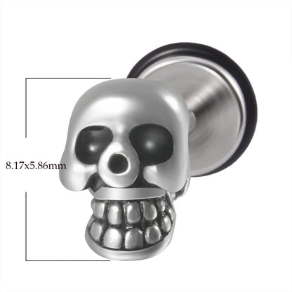 1PC Surgical Steel Skull Ear Stud Demon Skeleton Earrings Men Hiphop Style Prevent Allergy Ear Piercing Jewelry