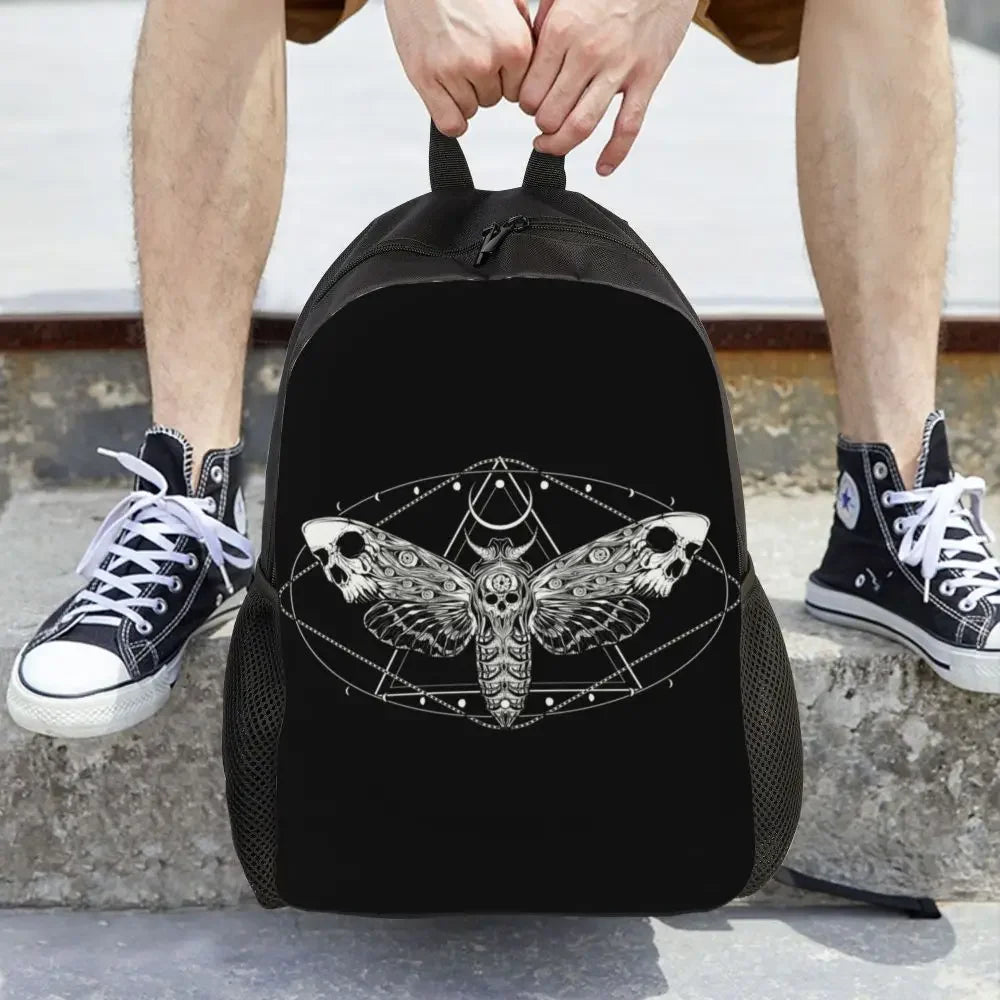 Skulls And Roses Backpack for Women Men School College Students Bookbag Fits 15 Inch Laptop Gothic Moth Bags