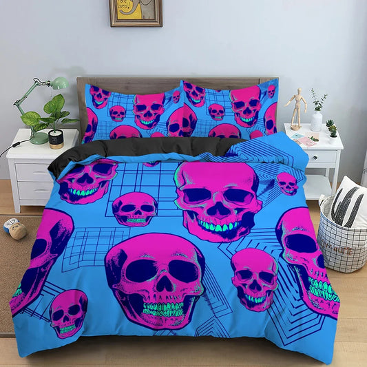 3D Skull Print Bedding Set Skeleton Duvet Cover Comforter Covers For Bedroom Twin King Size Quilt Cover With Pillowcase 2/3 PCS