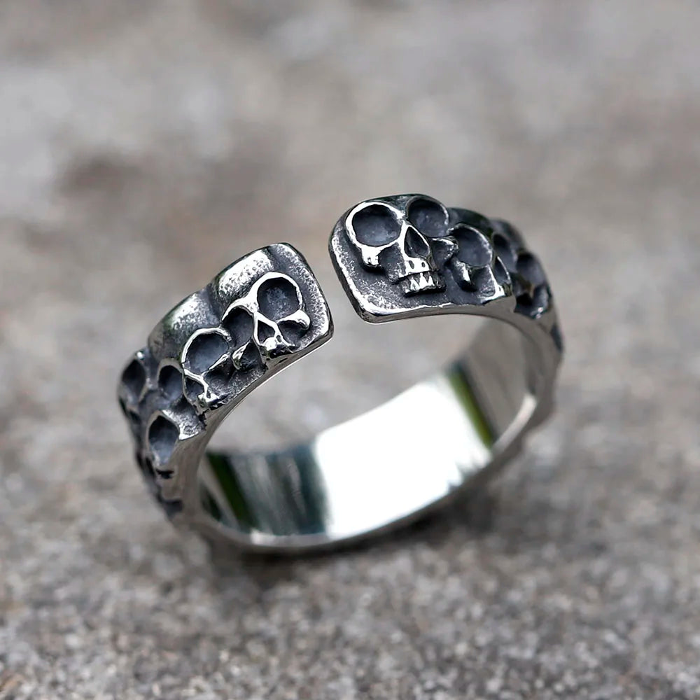 Men's 316L stainless-steel rings Simple skull biker RING for teenfashion Jewelry Gifts free shipping