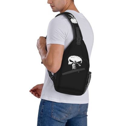 Casual Punishers Skeleton Skull Sling Crossbody Backpack Men Shoulder Chest Bags for Camping Biking