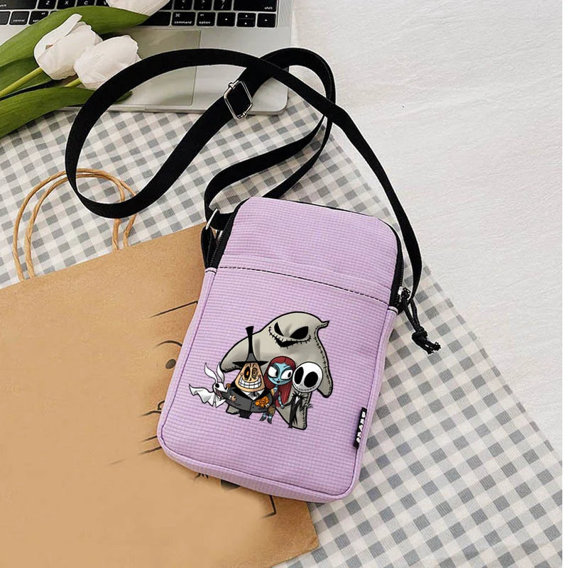 Disney The Nightmare Before Christmas Jack Sally Women's Shoulder Bag Ladies Canvas Messenger Bag Mini Mobile Purse Phone Bags