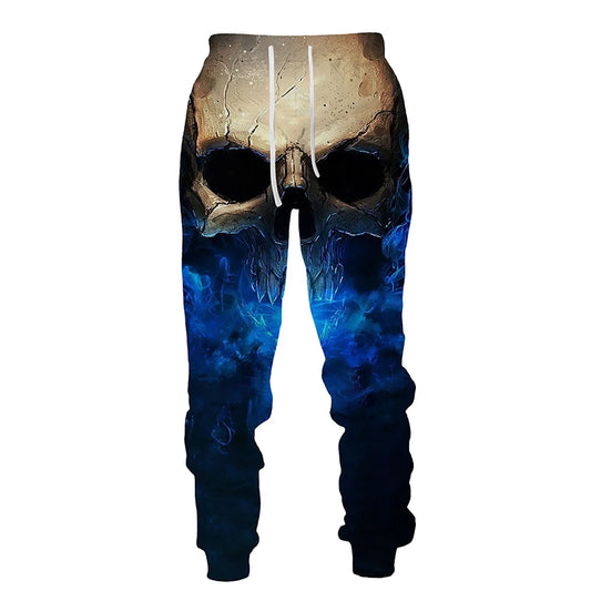 New Men's Long Pants Outdoor Sportwear Terror Skull Poker Punk Style Printed Casual Joggers Fitness Trousers Fashion Sweatpants