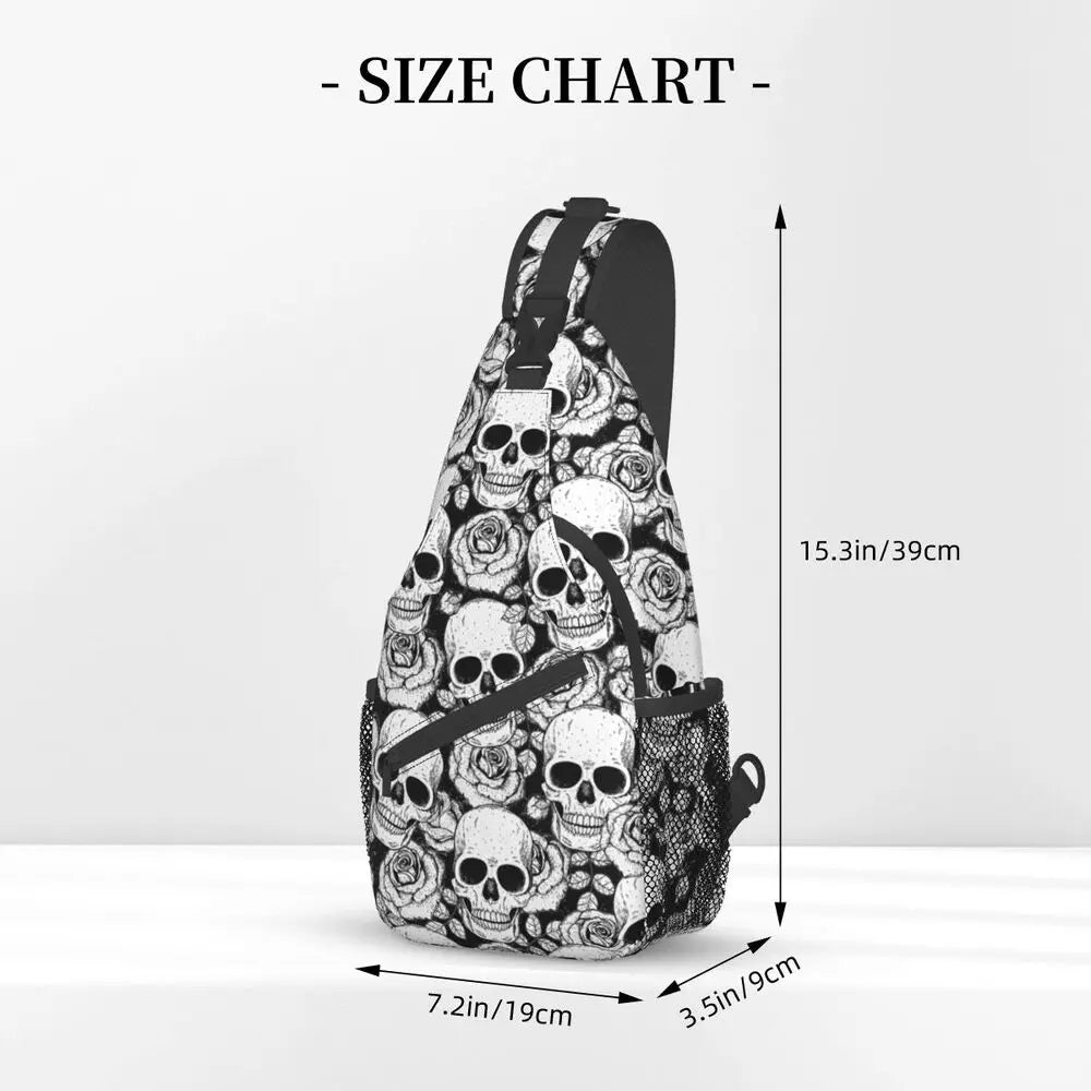 Horror Skeleton Gothic Death Skull Crossbody Sling Backpack Men Custom Shoulder Chest Bag for Traveling Daypack