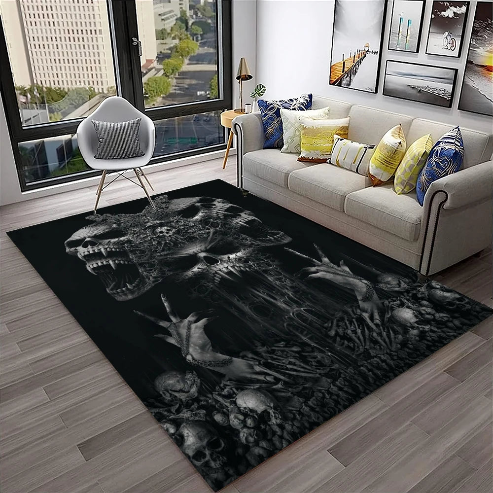 3D Gothic Horror Skull Ghost Cartoon Carpet Rug for Home Living Room Bedroom Sofa Doormat Decor,kids Area Rug Non-slip Floor Mat