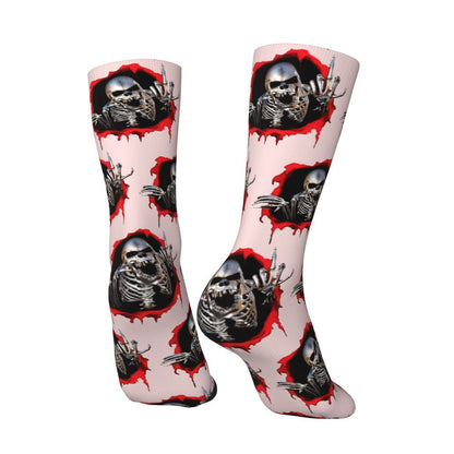 Novelty Mens Funny Jokers Skull Gun Dress Socks Unisex Comfortable Warm 3D Printed Gothic Skeleton Crew Socks