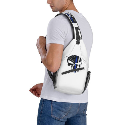 Casual Punishers Skeleton Skull Sling Crossbody Backpack Men Shoulder Chest Bags for Camping Biking