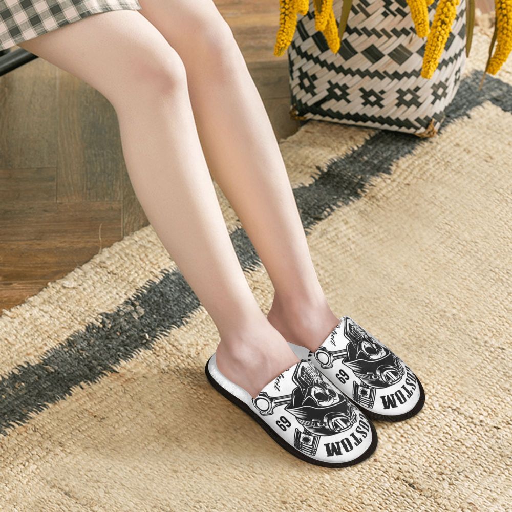 Personalized Mexican Day Of The Dead Skull Comfy Scuff Memory Foam Slippers Women Halloween Bedroom House Shoes