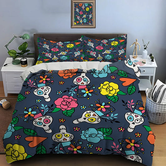 Mexican Style Skull Guitar Print Bedding Set Duvet Cover 1 Duvet Cover 2 Pillowcases Adult and Kids Bedding Set Luxury Gifts