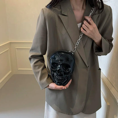 Rose Red Cute Cartoon Shoulder Bag Halloween Funny Ghost Skull Bag Pu Leather Zipper Handbag Purse Small Crossbody Phone Bags