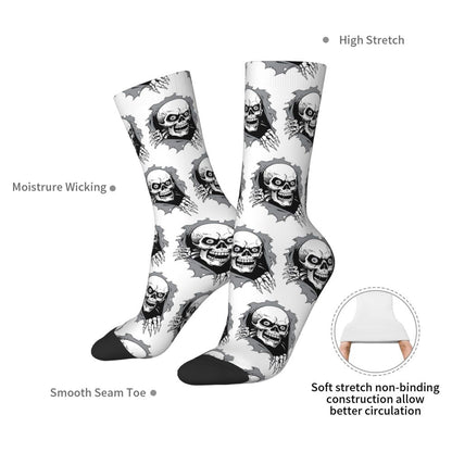 Novelty Mens Funny Jokers Skull Gun Dress Socks Unisex Comfortable Warm 3D Printed Gothic Skeleton Crew Socks