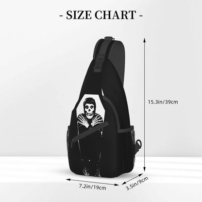 Misfits Skull Sling Crossbody Chest Bag Men Fashion Horror Punk Rock Music Shoulder Backpack for Travel Cycling