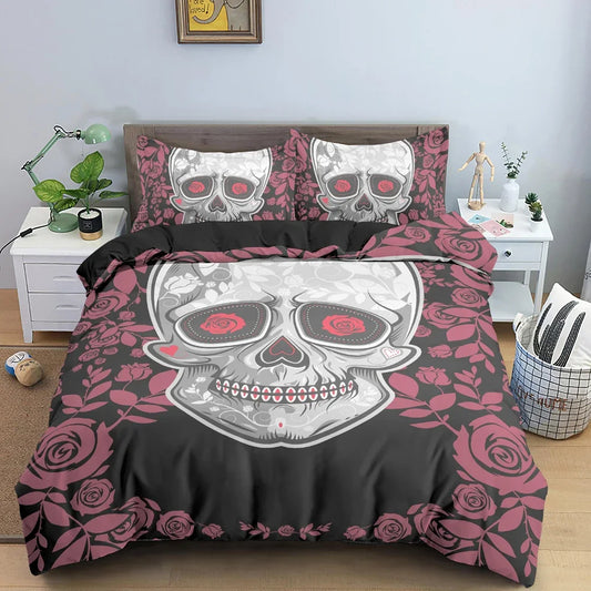 3D Skull Print Bedding Set Skeleton Duvet Cover Comforter Covers For Bedroom Twin King Size Quilt Cover With Pillowcase 2/3 PCS